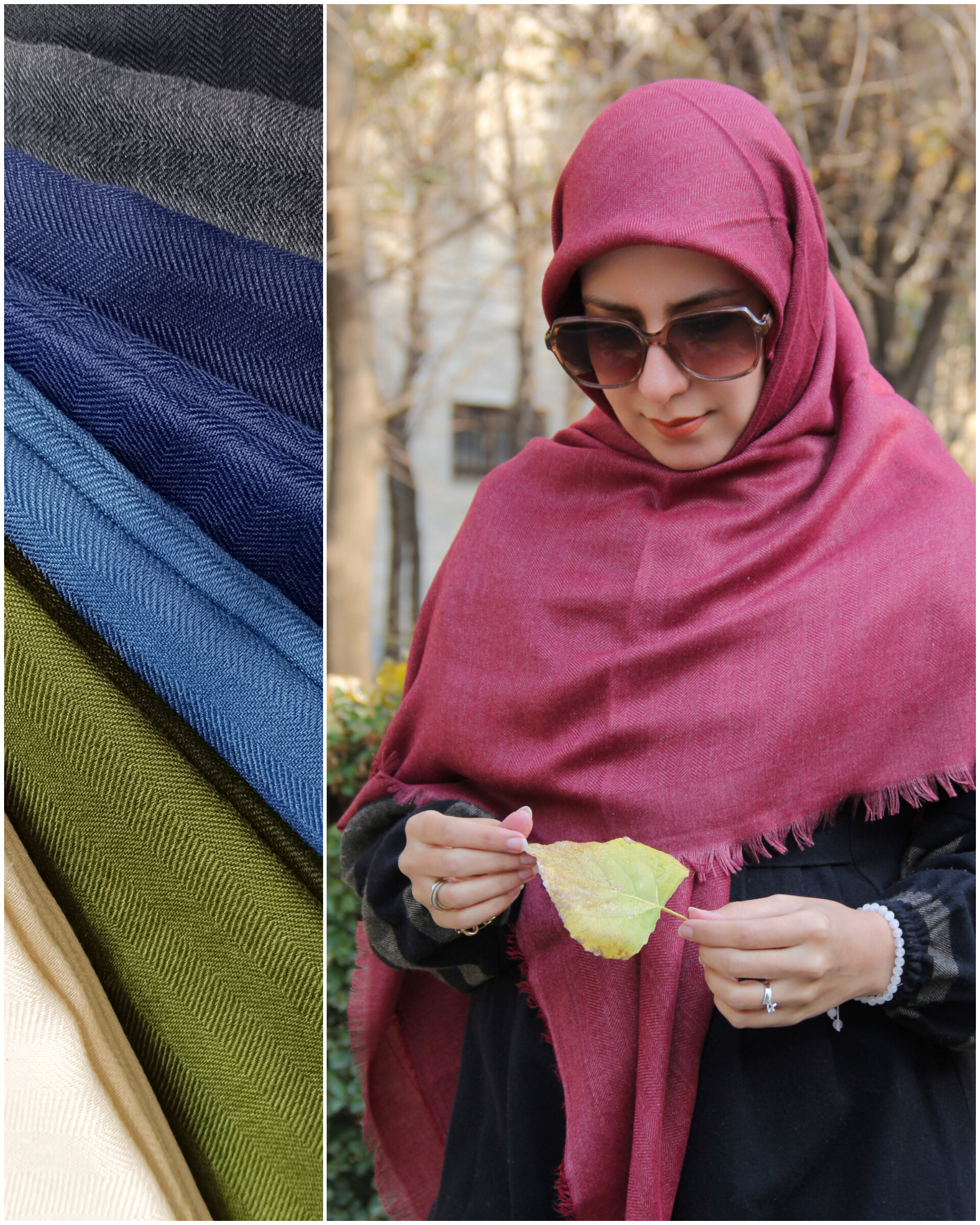 روسری کشمیر کجراه ساده (رنگبندی دارد)