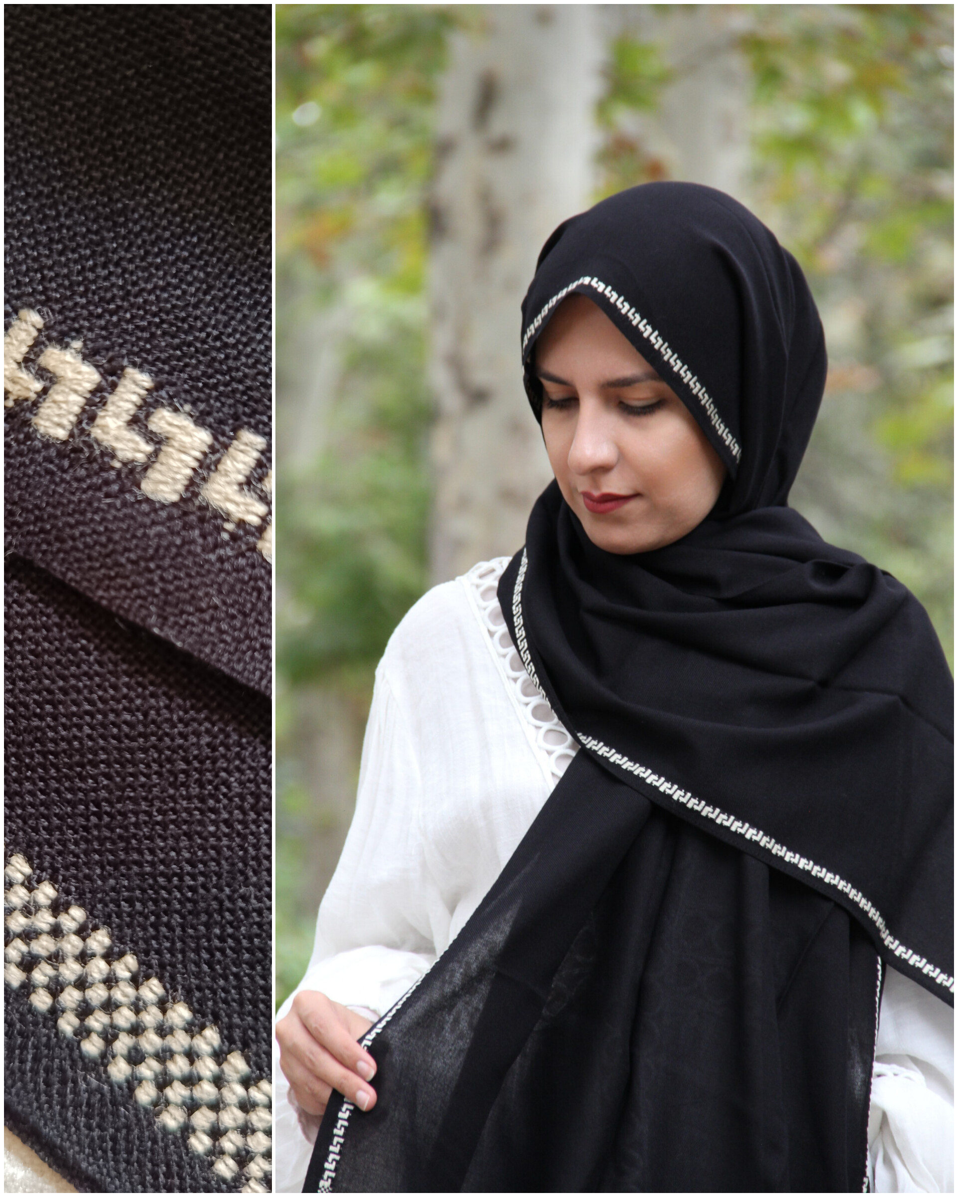 شال مشکی حاشیه‌دار وارداتی