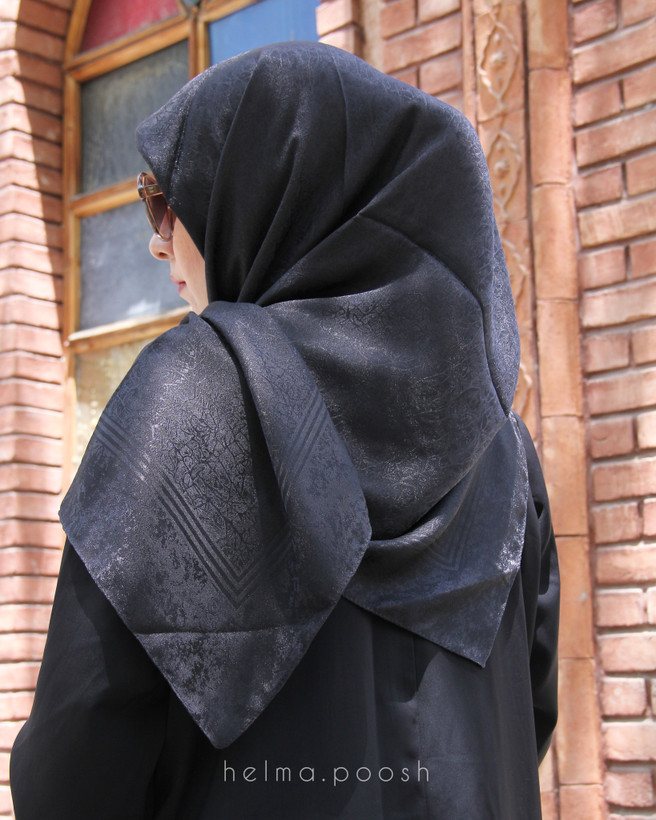 روسری مشکی ابریشم ژاکارد وارداتی